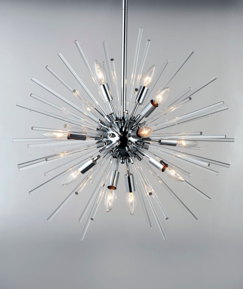 Polaris 25' 12 Light Chandelier in Polished Chrome
