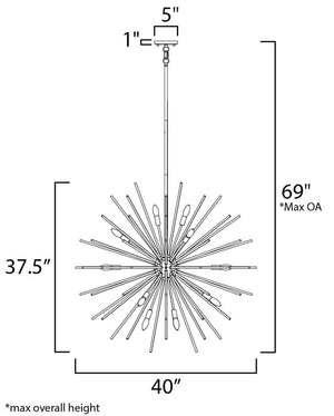 Polaris 40' 16 Light Chandelier in Polished Chrome