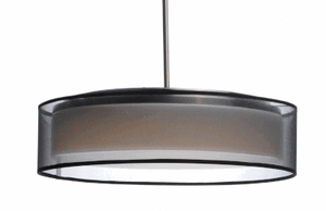 Prime 20' 5 Light Single Pendant in Satin Nickel with Black Organza Shade