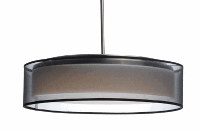 Prime 20' 5 Light Single Pendant in Satin Nickel with Black Organza Shade