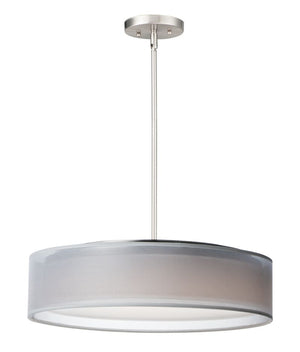 Prime 20' 5 Light Single Pendant in Satin Nickel with White Organza