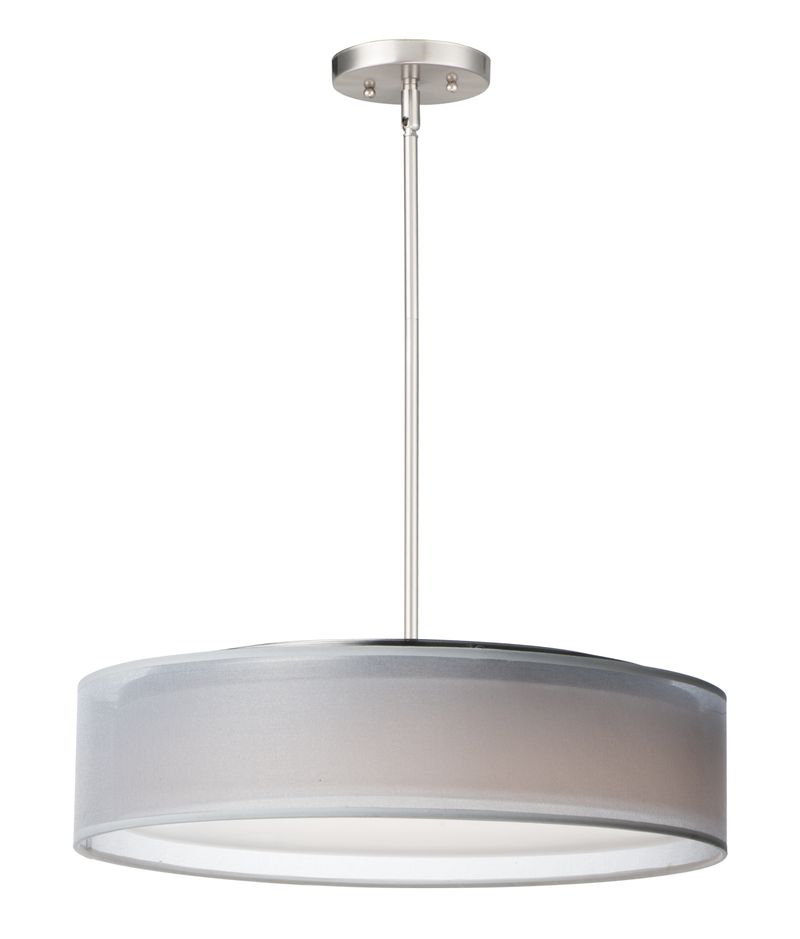 Prime 20' 5 Light Single Pendant in Satin Nickel with White Organza
