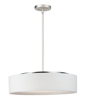 Prime 20' 5 Light Single Pendant in Satin Nickel with White Linen