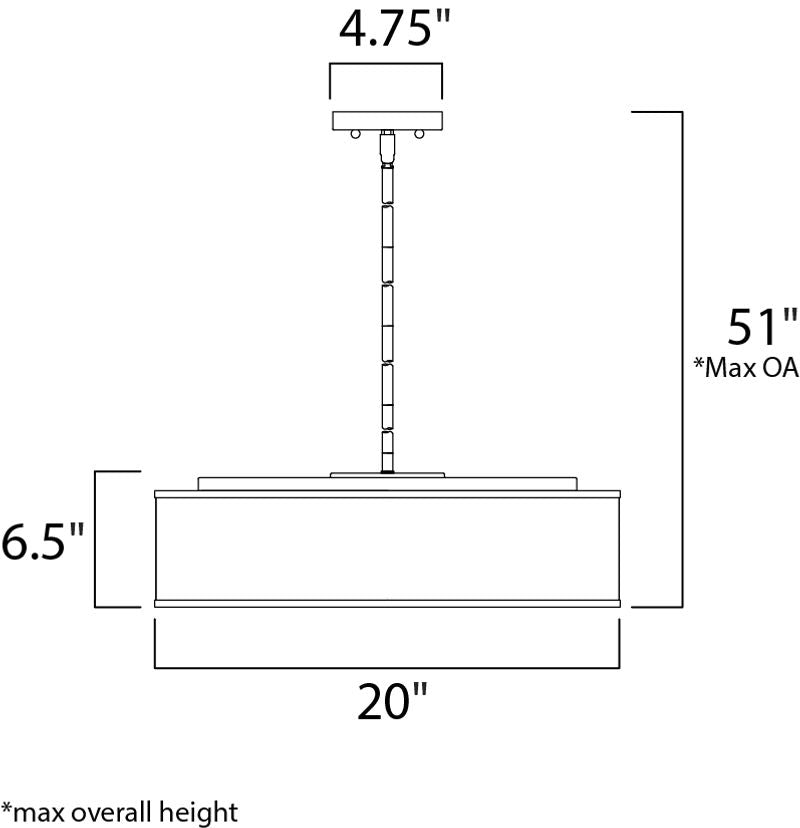 Prime 20' 5 Light Single Pendant in Satin Nickel with White Linen