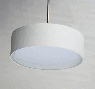Prime 16' 3 Light Single Pendant in Satin Nickel with White Linen Shade