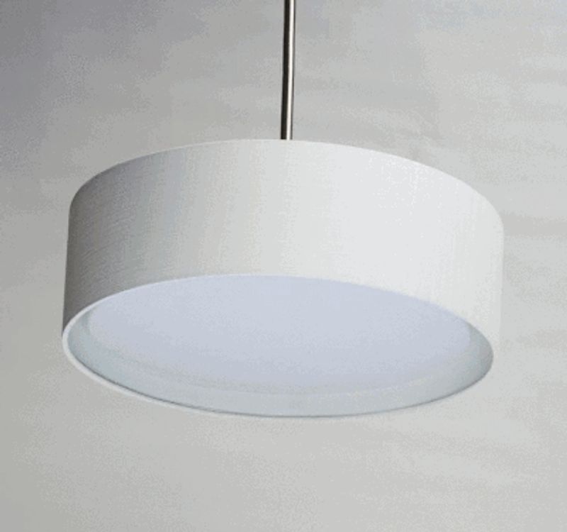 Prime 16' 3 Light Single Pendant in Satin Nickel with White Linen Shade