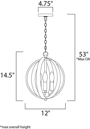 Provident 12' 3 Light Single Pendant in Oil Rubbed Bronze