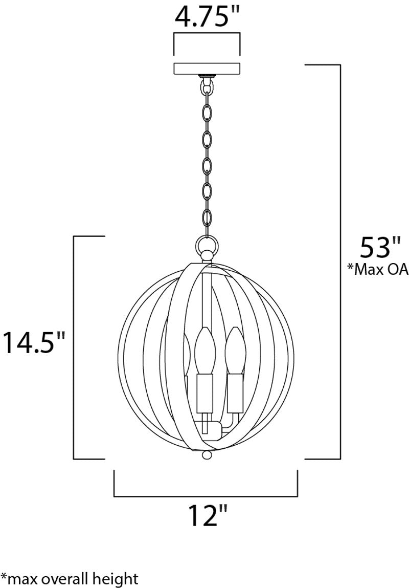 Provident 12' 3 Light Single Pendant in Satin Nickel