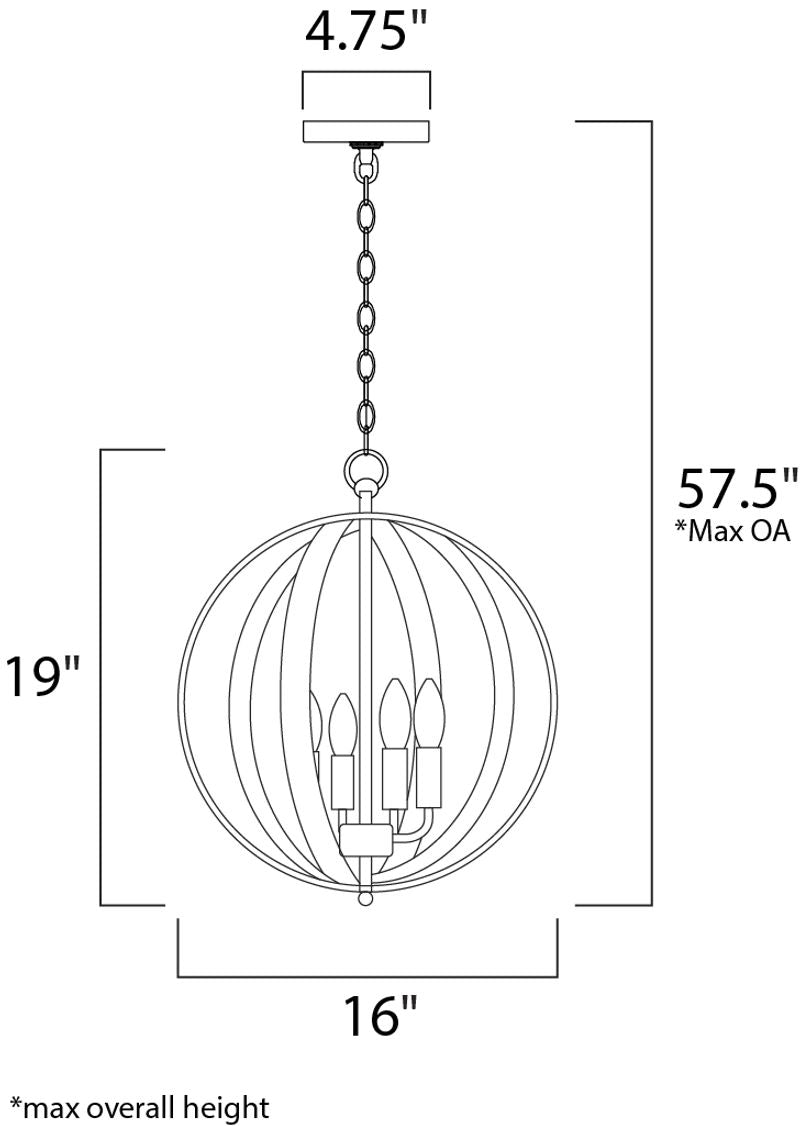 Provident 16' 4 Light Single Pendant in Satin Nickel