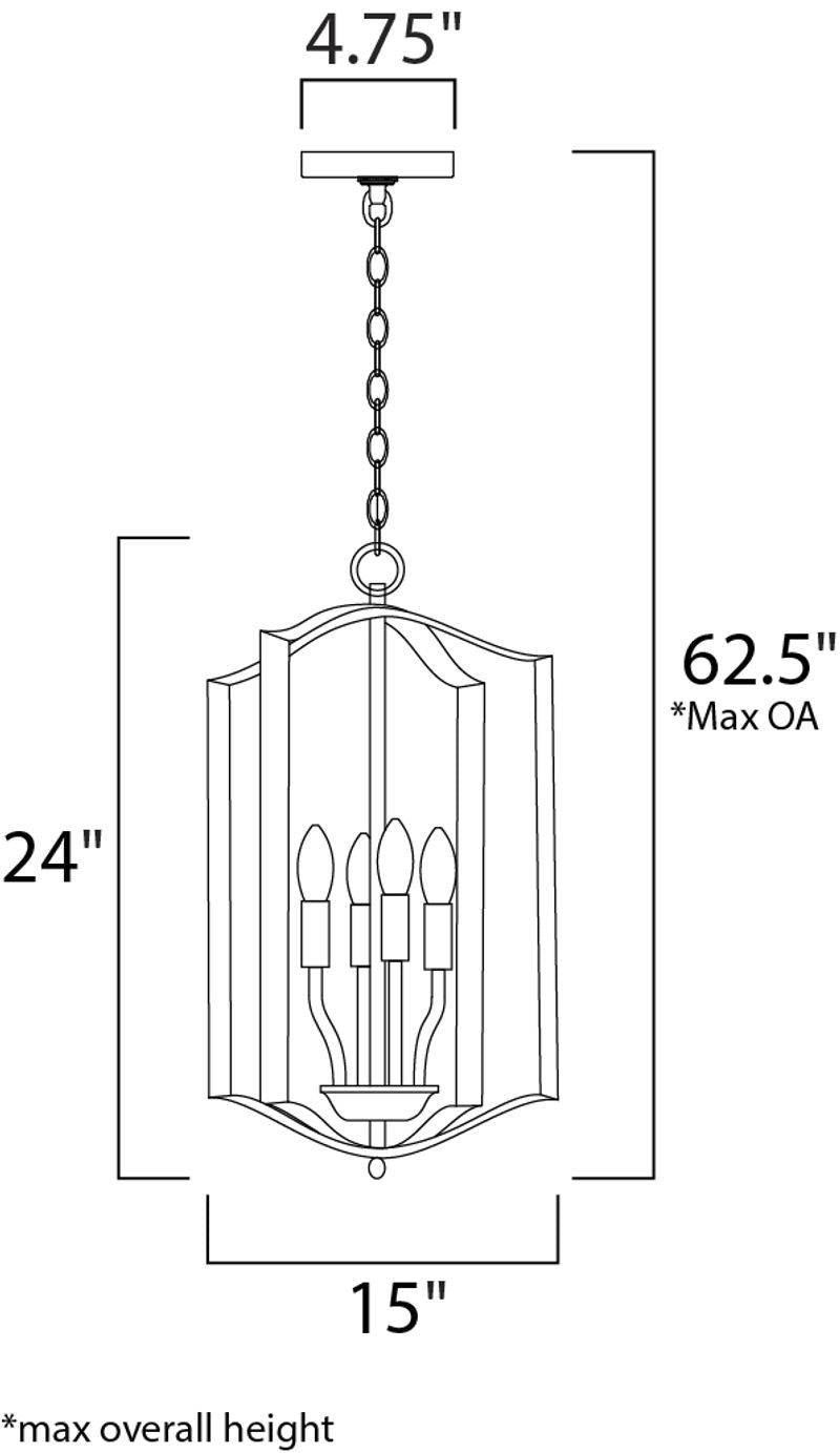Provident 15' 4 Light Single Pendant in Satin Nickel