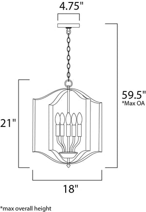 Provident 18' 5 Light Single Pendant in Oil Rubbed Bronze