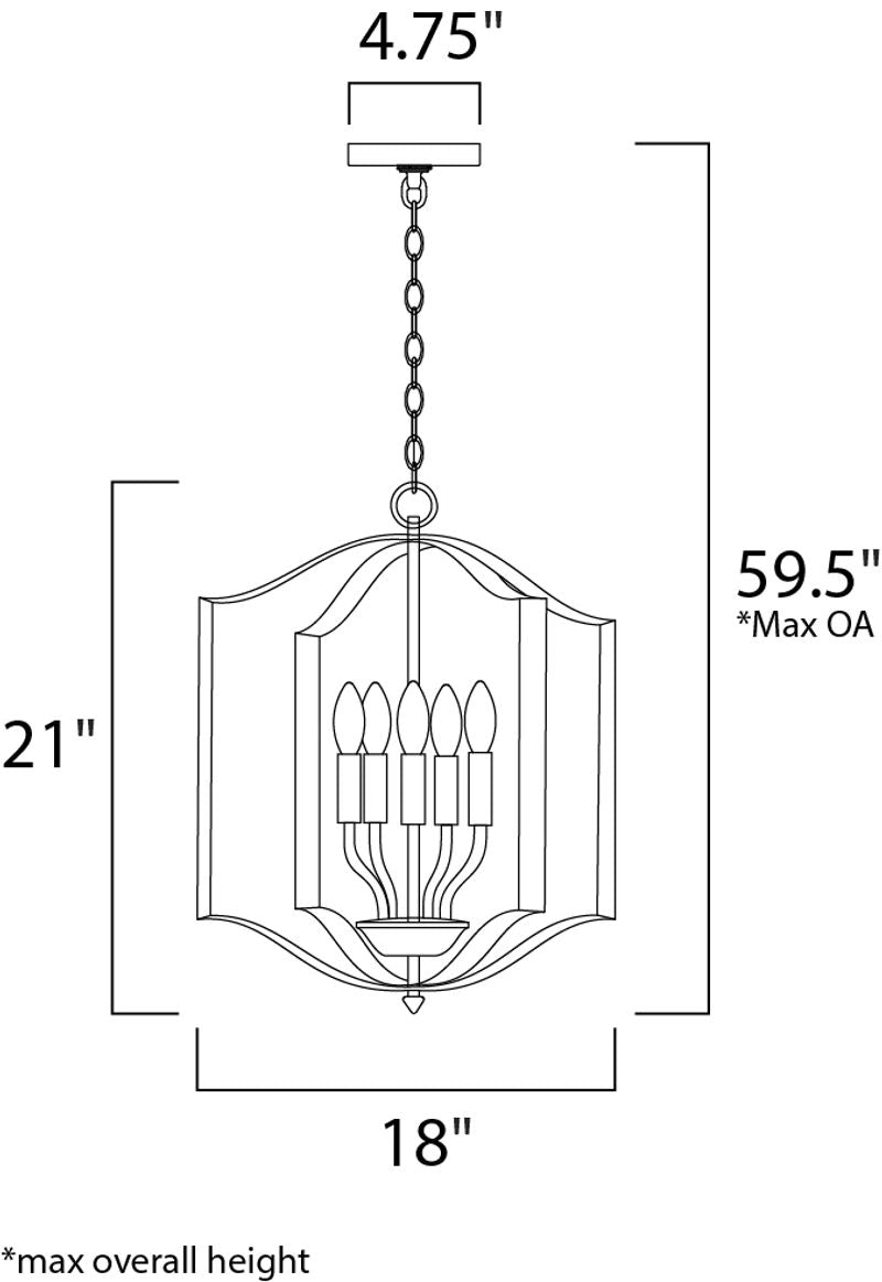 Provident 18' 5 Light Single Pendant in Oil Rubbed Bronze