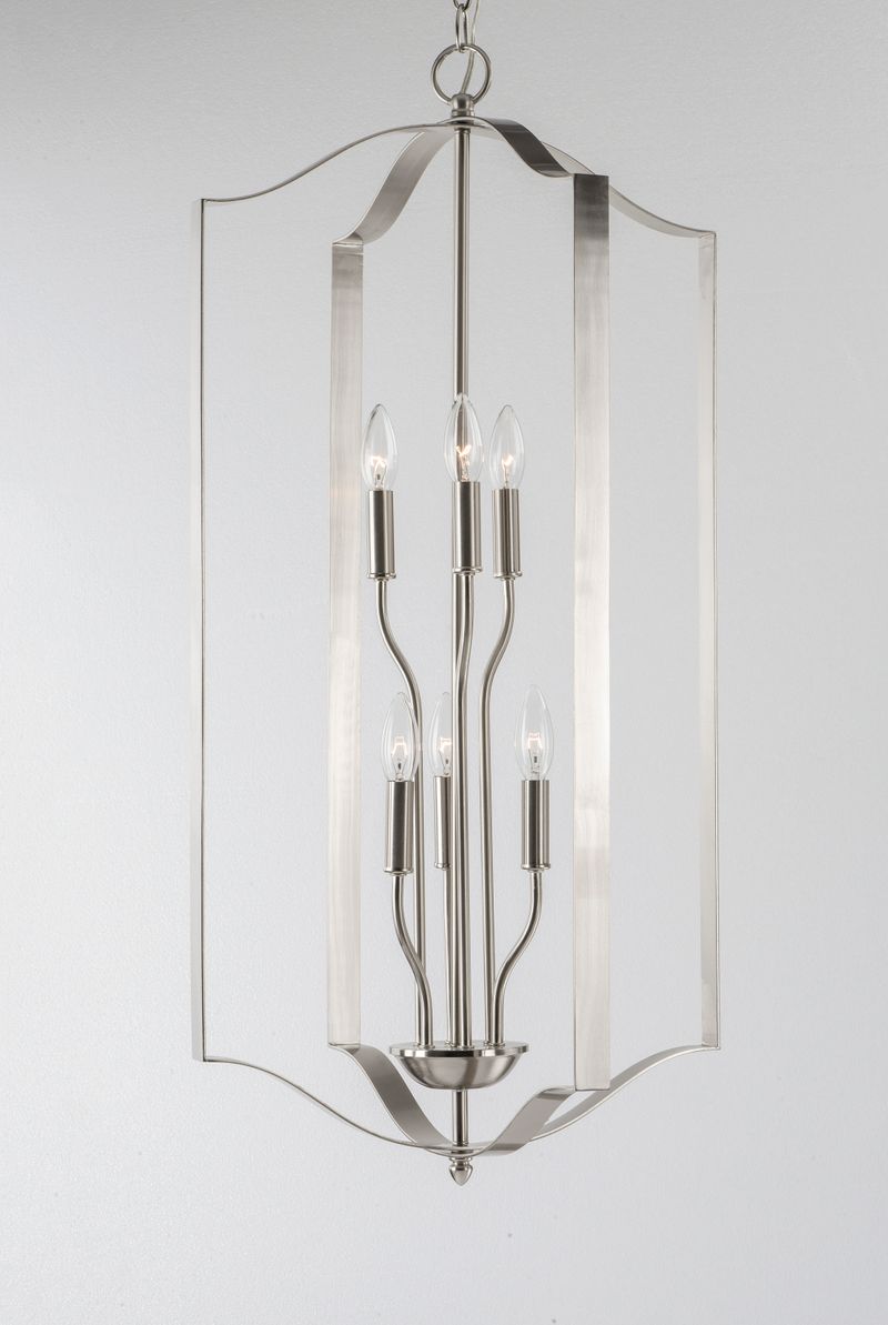 Provident 18' 6 Light Single Pendant in Satin Nickel