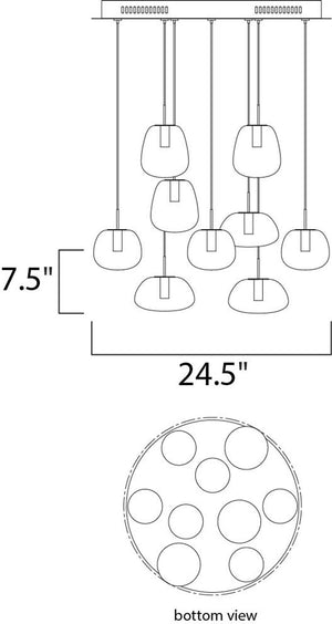 Puffs 24.5' 9 Light Multi-Light Pendant in White