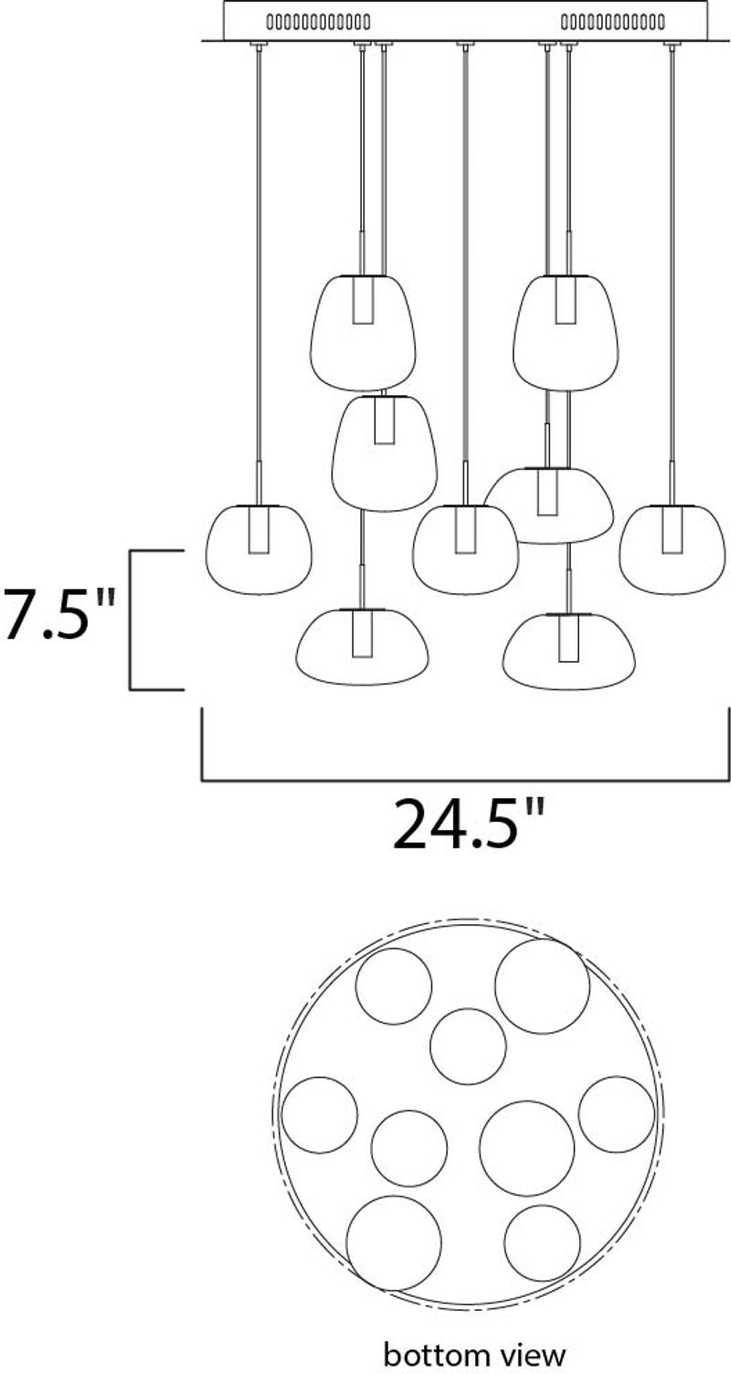 Puffs 24.5' 9 Light Multi-Light Pendant in White