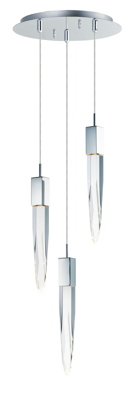 Quartz 13" 3 Light Multi-Light Pendant in Polished Chrome