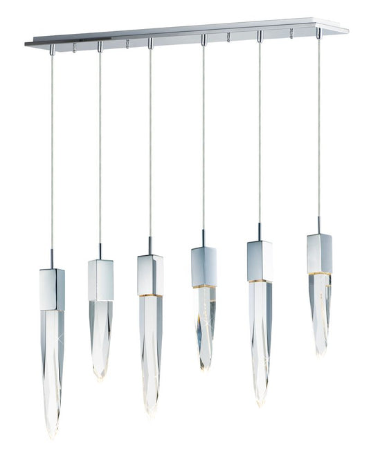 Quartz 39.25" 6 Light Linear Pendant in Polished Chrome