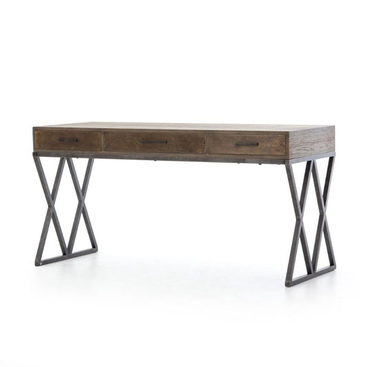 Sampson Desk in Antique Brass Clad (59" x 23.5" x 30")