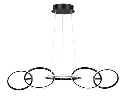Ringer 14" 5 Light Linear Pendant in Black and Polished Chrome