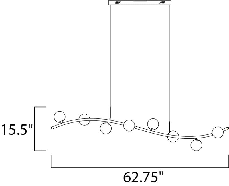 Rover 9.5' 8 Light Linear Pendant in Metallic Gold