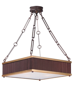 Ruffle 18.5' 4 Light Single Pendant in Oil Rubbed Bronze and Burnished Brass