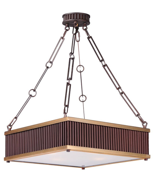 Ruffle 18.5" 4 Light Single Pendant in Oil Rubbed Bronze and Burnished Brass