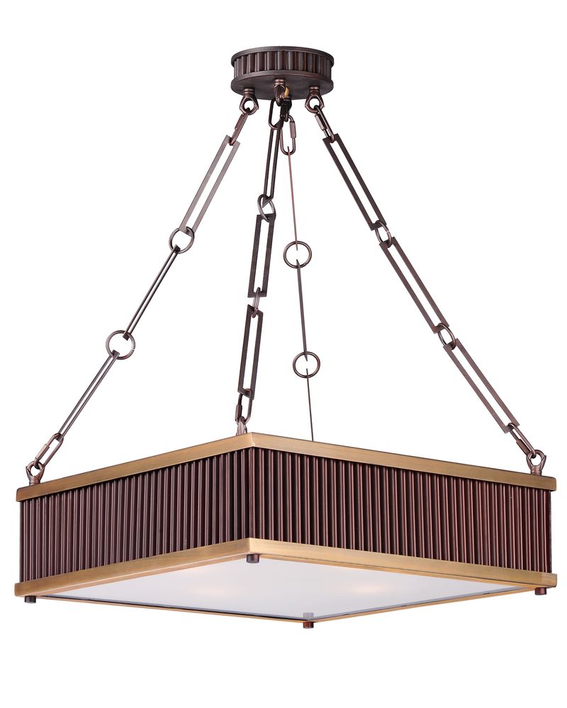Ruffle 18.5' 4 Light Single Pendant in Oil Rubbed Bronze and Burnished Brass