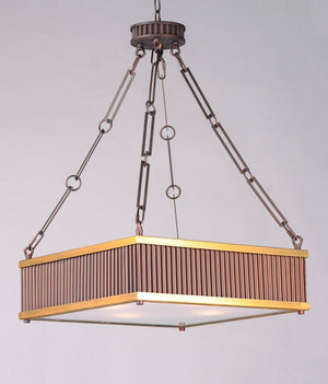 Ruffle 18.5' 4 Light Single Pendant in Oil Rubbed Bronze and Burnished Brass