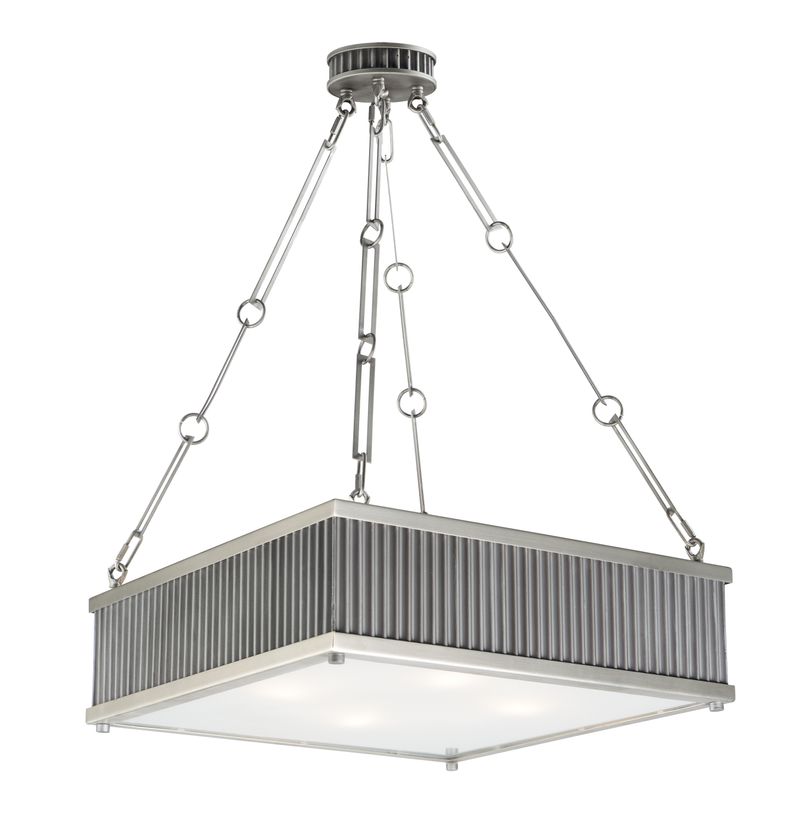 Ruffle 18.5' 4 Light Single Pendant in Weathered Zinc and Satin Nickel