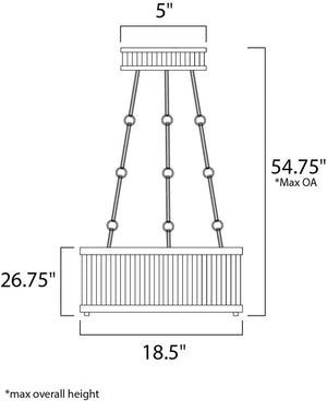 Ruffle 18.5' 4 Light Single Pendant in Weathered Zinc and Satin Nickel
