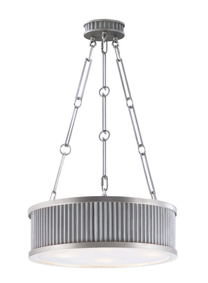 Ruffle 17.5' 4 Light Single Pendant in Weathered Zinc and Satin Nickel