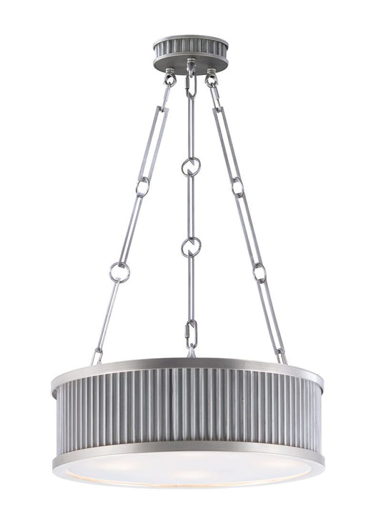 Ruffle 17.5" 4 Light Single Pendant in Weathered Zinc and Satin Nickel