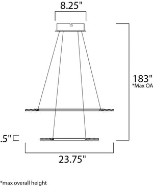 Saturn II 23.75' 2 Light Multi-Light Pendant in Matte Silver