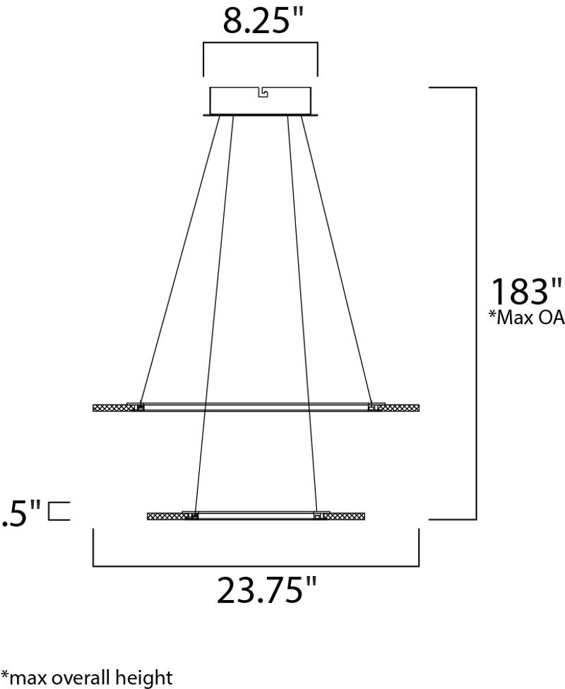 Saturn II 23.75' 2 Light Multi-Light Pendant in Matte Silver
