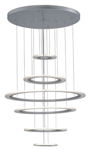 Saturn II 30' 6 Light Multi-Light Pendant in Matte Silver