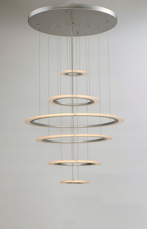 Saturn II 30' 6 Light Multi-Light Pendant in Matte Silver