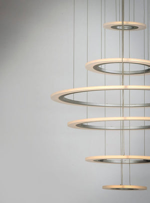 Saturn II 30' 6 Light Multi-Light Pendant in Matte Silver