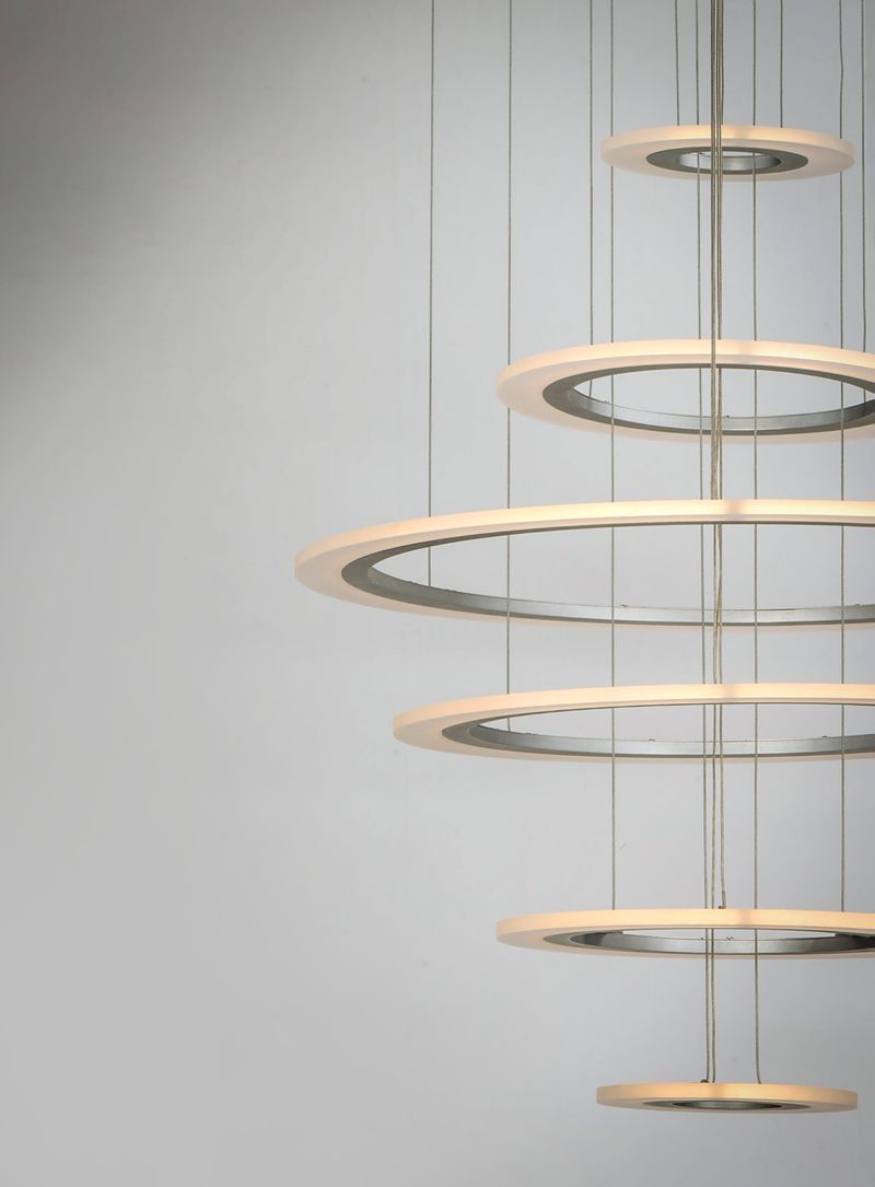 Saturn II 30' 6 Light Multi-Light Pendant in Matte Silver