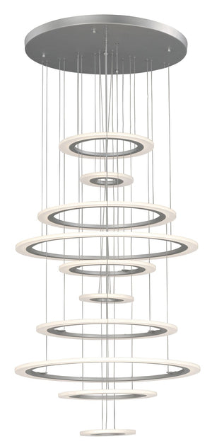 Saturn II 30' 10 Light Multi-Light Pendant in Matte Silver