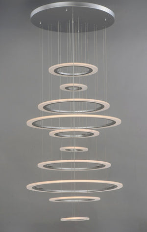 Saturn II 30' 10 Light Multi-Light Pendant in Matte Silver