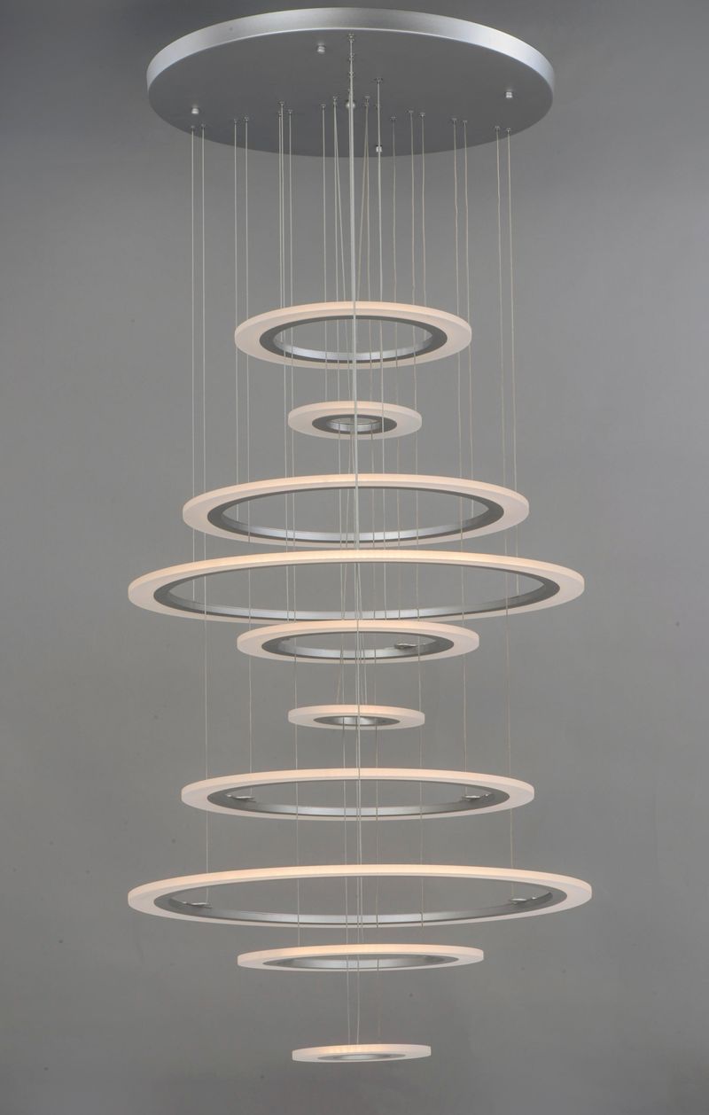 Saturn II 30' 10 Light Multi-Light Pendant in Matte Silver