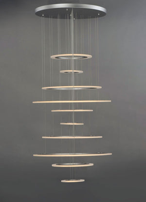 Saturn II 30' 10 Light Multi-Light Pendant in Matte Silver