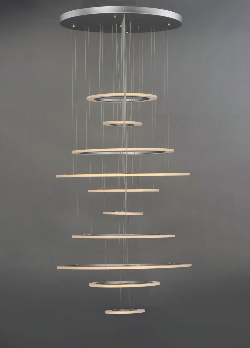 Saturn II 30' 10 Light Multi-Light Pendant in Matte Silver