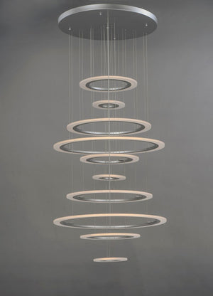 Saturn II 30' 10 Light Multi-Light Pendant in Matte Silver