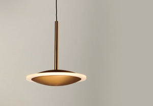 Saucer 7' Single Light Mini-Pendant in Black and Gold