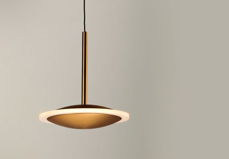 Saucer 7' Single Light Mini-Pendant in Black and Gold