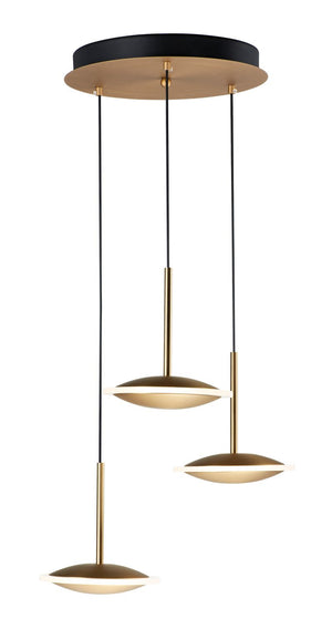 Saucer 17' 3 Light Multi-Light Pendant in Black and Gold