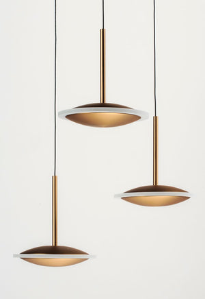 Saucer 17' 3 Light Multi-Light Pendant in Black and Gold