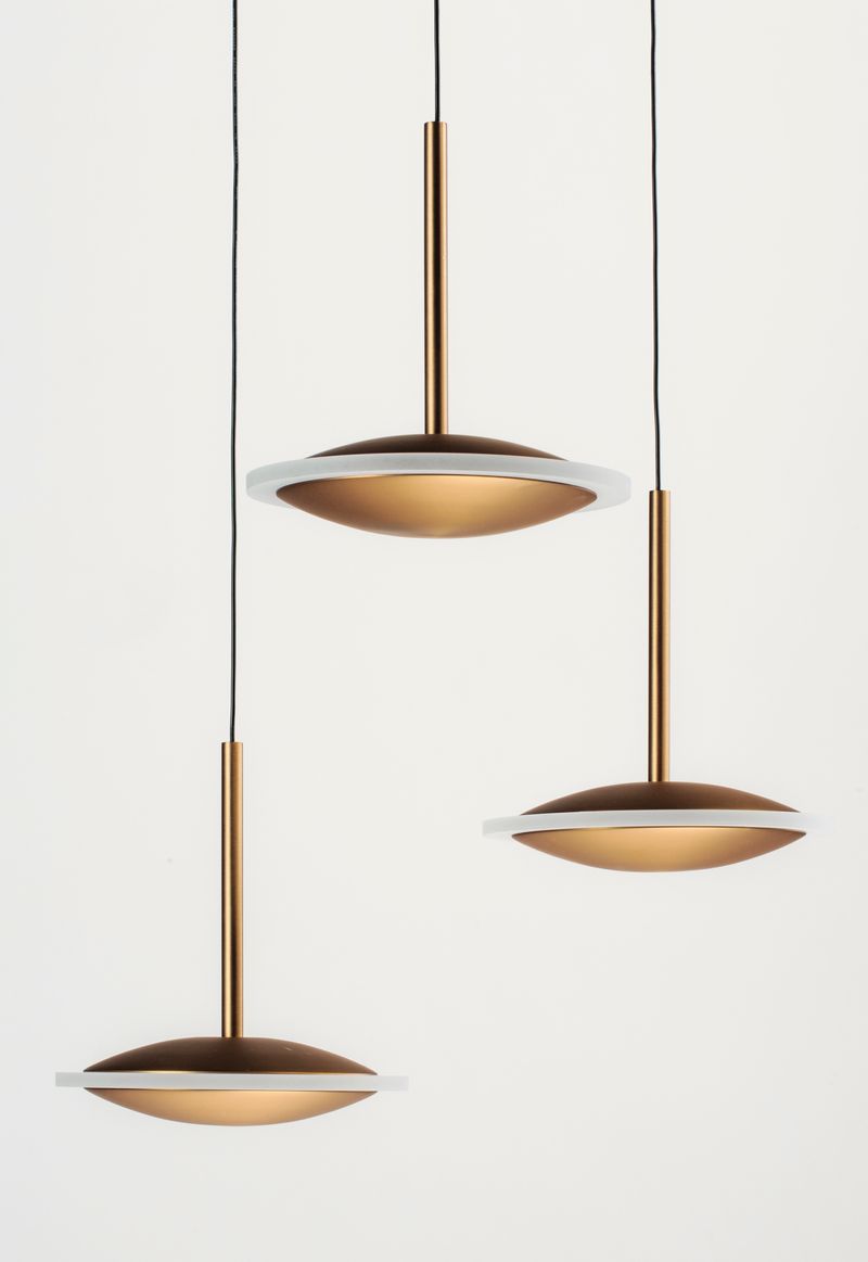 Saucer 17' 3 Light Multi-Light Pendant in Black and Gold