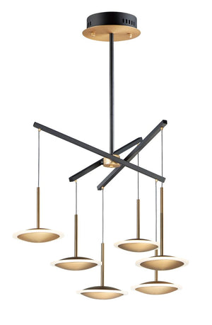 Saucer 28.5' 6 Light Multi-Light Pendant in Black and Gold